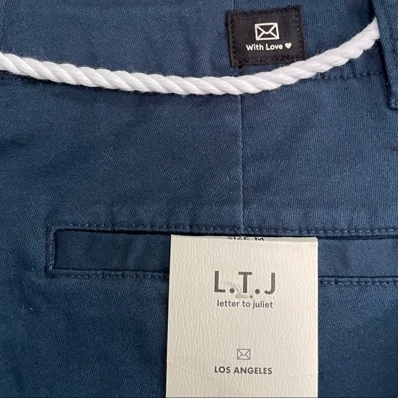 NWT Letter To Juliet LTJ Cotton Nautical Shorts Navy Blue Size Medium NEW Preppy - Picture 5 of 9
